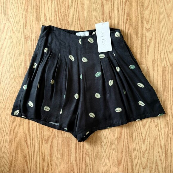 Azulu Brisa Shorts Size Small Black Coffee Bean Print NWT Luxury Resortwear - Picture 11 of 11